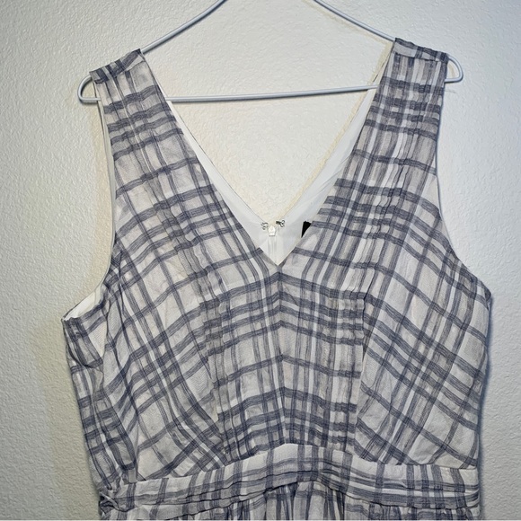 NWT Cottagecore DKNY Size 14 Plaid Knee Length Tank V-neck Dress Boho Chic - Picture 4 of 11